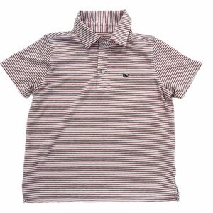 Vineyard Vines Boys On the Go Sankaty Polo - Red Stripe - Size 7